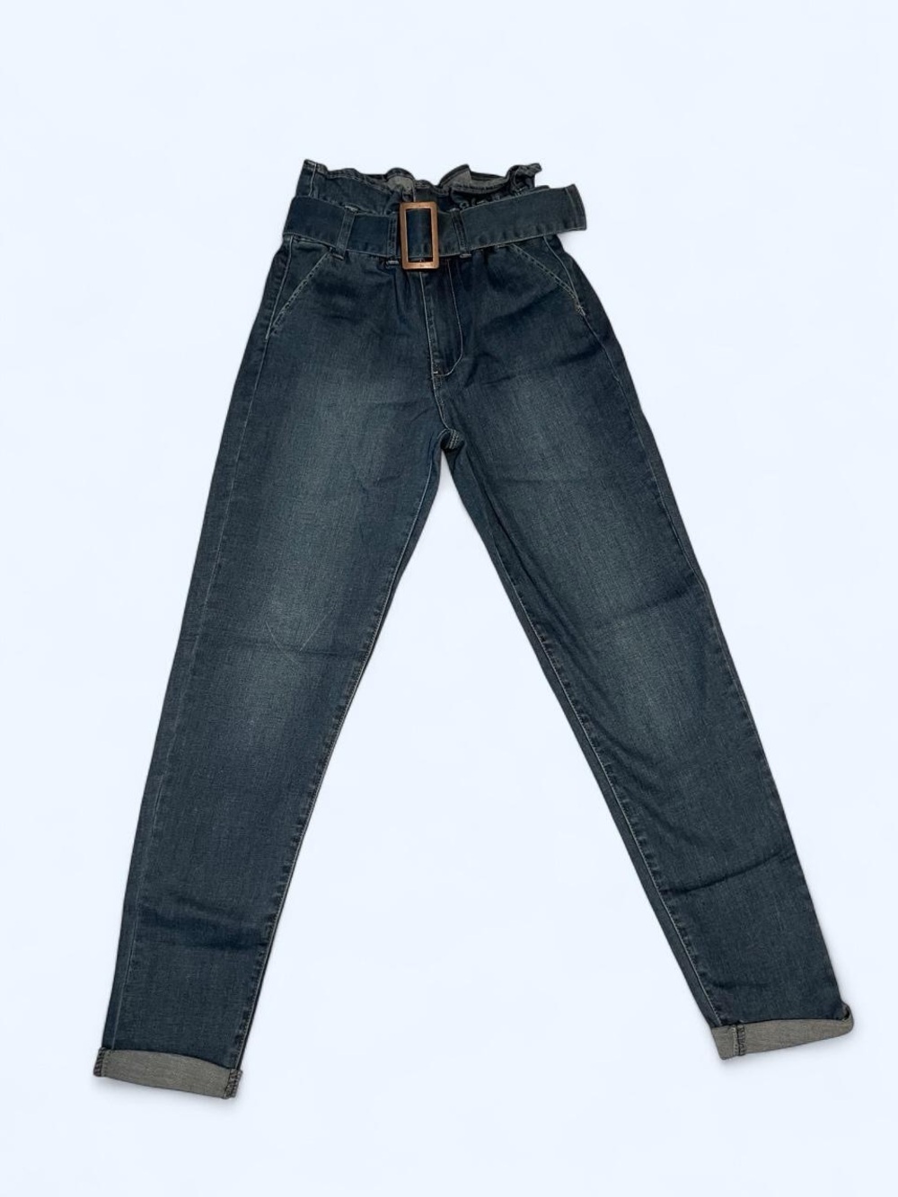 Black Label Dark Blue Ankle Jeans with Belt